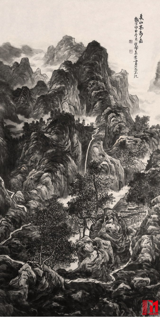 叶浓作品、夏山高云图（136X68CM)